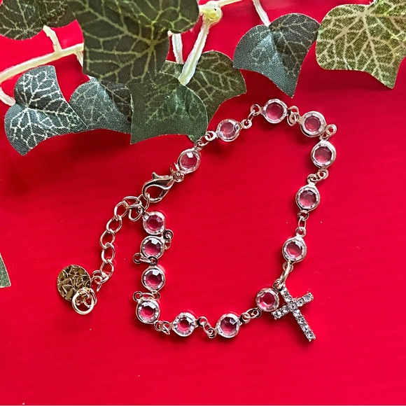 Cross Anklet. Crystal Chain. One of a Kind. Bundle and Save. Ladies Gift Idea. - Picture 3 of 5
